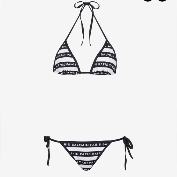 BALMAIN***Black + White Logo Striped String Bikini Set**XS, Sm., Large***$570 - Picture 7 of 13